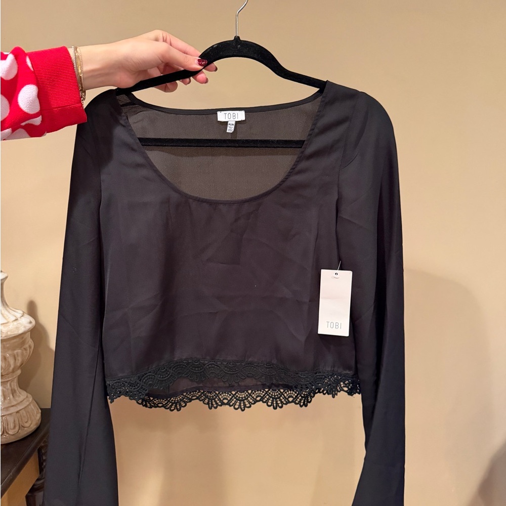 Tobi Black Sheer Top